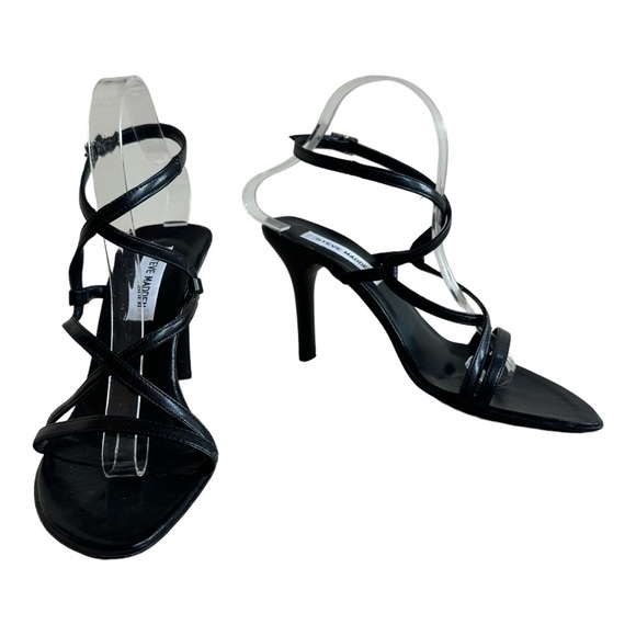 Steve Madden Shoes - Steve Madden Black Strappy Heel Sandals Womens Size 8.5 Ankle Strap Adjustable